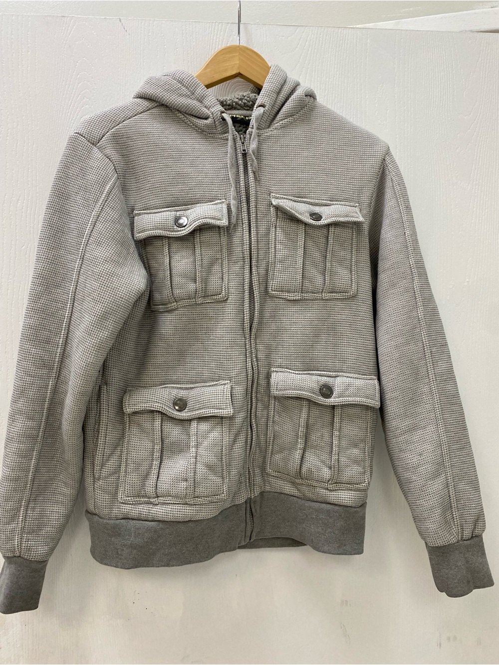Helix Light Gray Sherpa Fleece Hoodie
